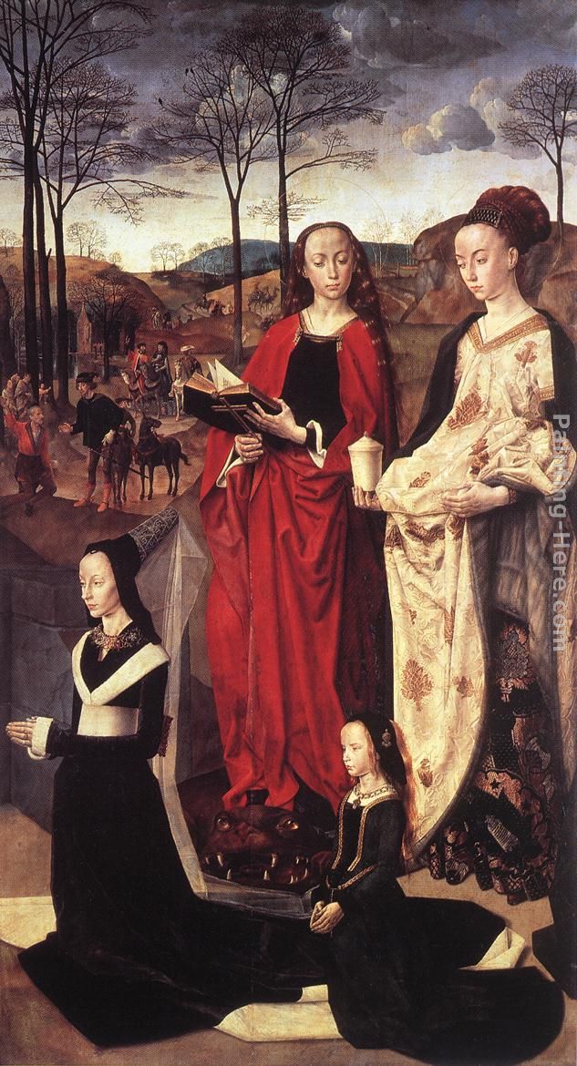 Sts. Margaret and Mary Magdalene with Maria Portinari painting - Hugo van der Goes Sts. Margaret and Mary Magdalene with Maria Portinari art painting